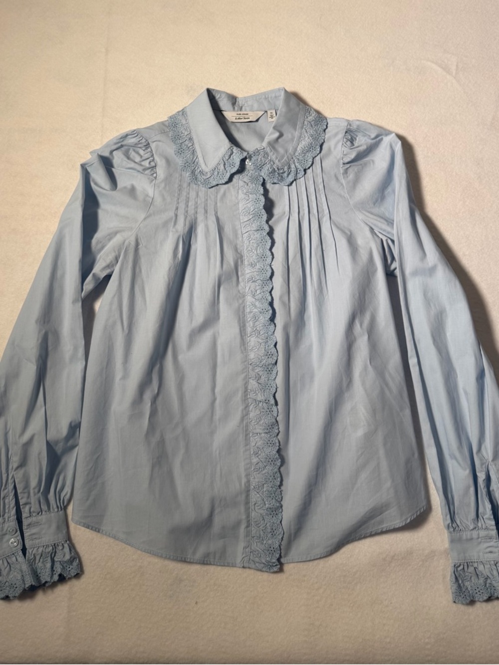 & Other Stories Pale Blue Lace-Trim Button Shirt